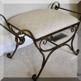 F37. Scrolled metal bench. 22”h x 38”w x 19”d